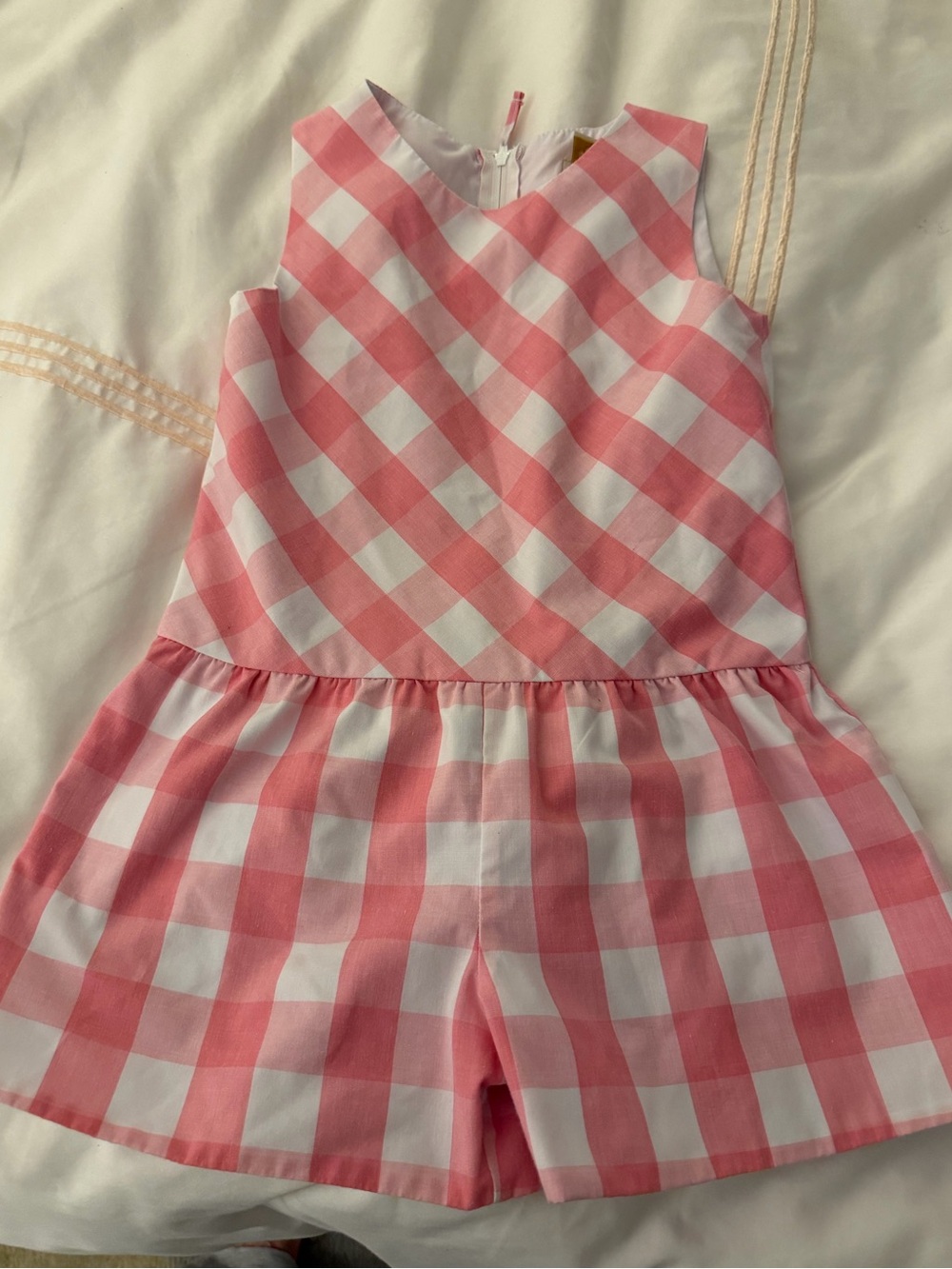 TBBC Girls' Pink Gingham Sleeveless Romper